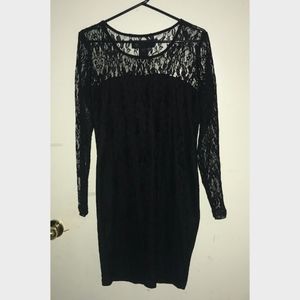 Kardashian Collection Black Long Sleeve Lace Dress